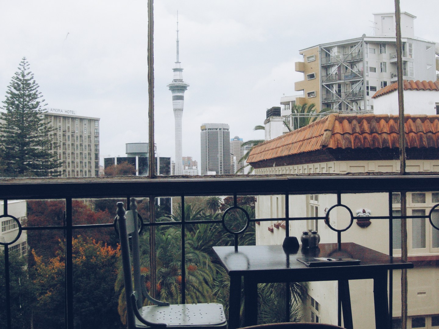 Auckland New Zealand Sky Tower view from St Kevin's Arcade