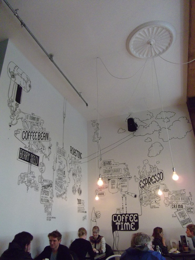 Wall graffiti at Shaky Isles cafe dining room, Britomart