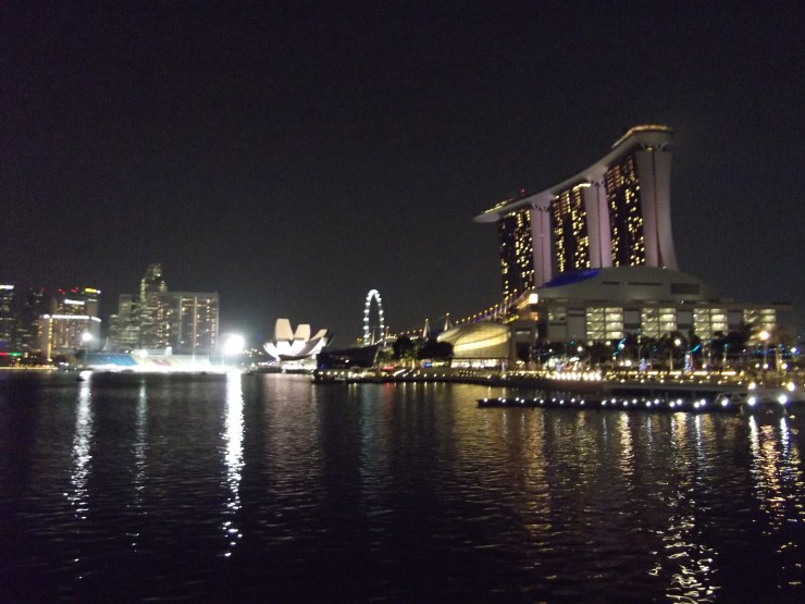 Singapore waterfront skyline showing the architectural wonder Marina Bay Sands Singapore waterfront skyline - Marina Bay Sands