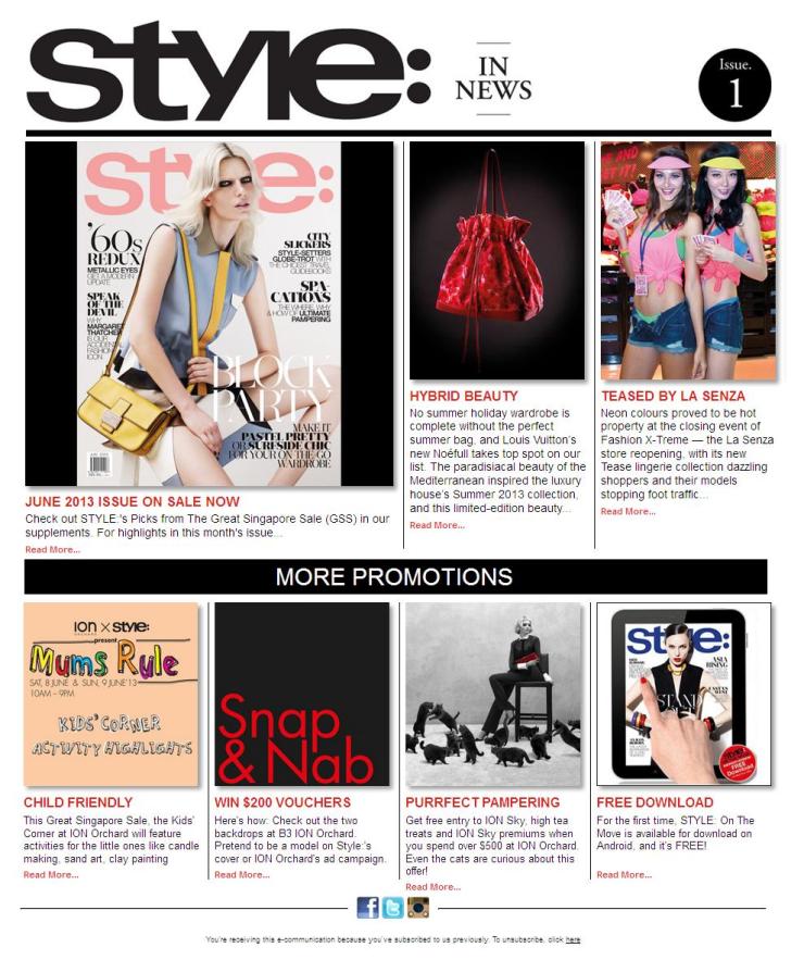 Style Magazine Singtapore email newsletter TEMPLATE