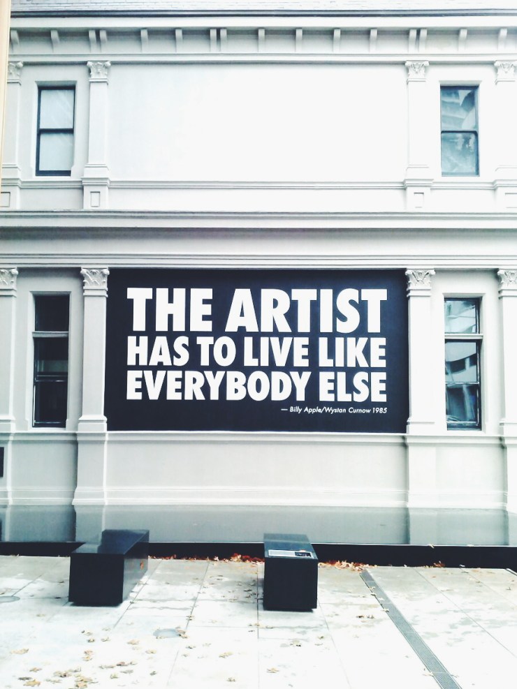Auckland Art Gallery entrance Artist has to live like everybody