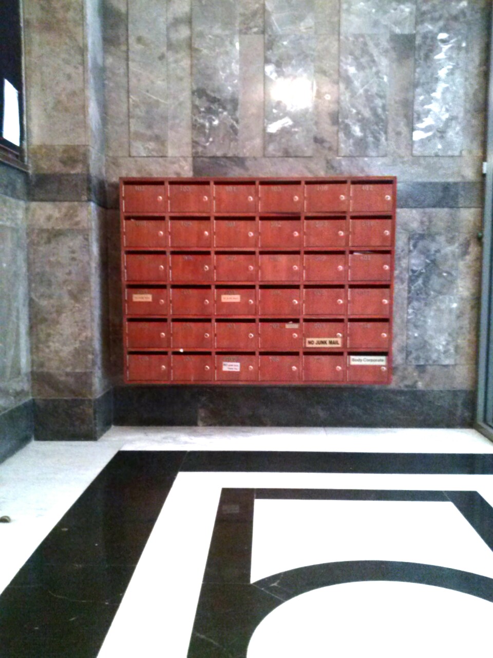 Entrance letter box mail box view