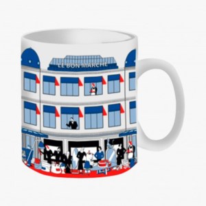 Le Bon Marche Paris department store in house design illustration facade mug