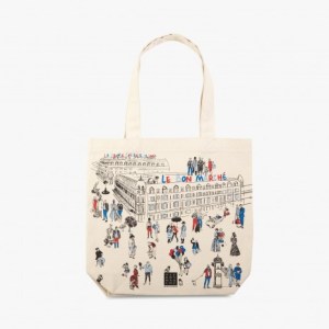 Le Bon Marche Paris department store in house design illustration tote