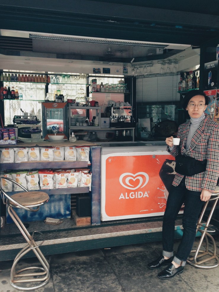 Rome Esquilino street style Prada waist pouch