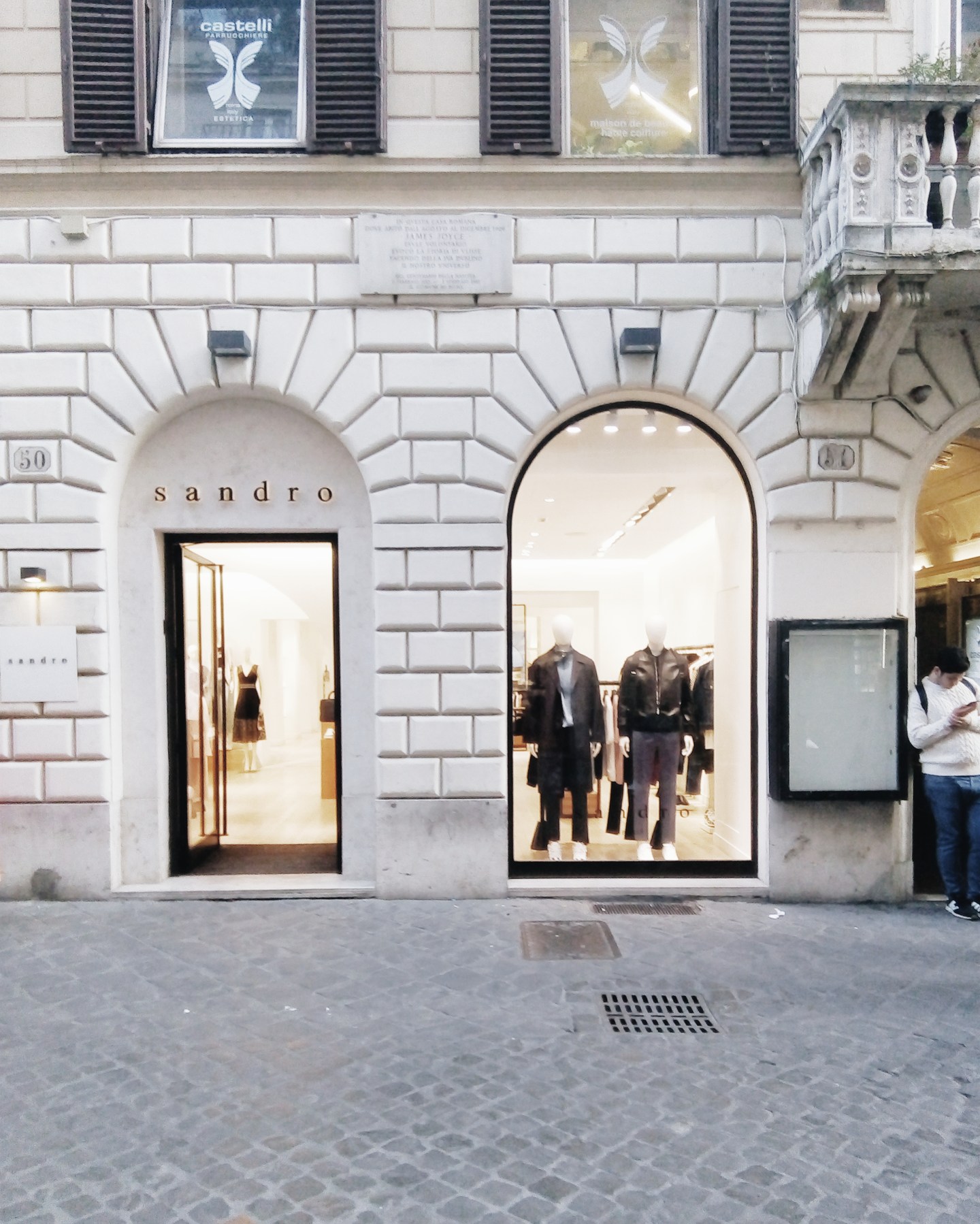 Sandro Paris Rome facade shopfront