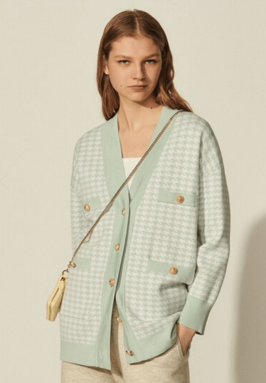 Sandro Paris Dane houndstooth cardigan mint green Chadstone Melbourne