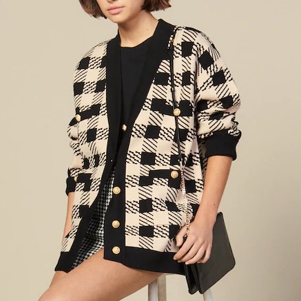Sandro Paris Jisou Cardigan checked Melbourne Chadstone